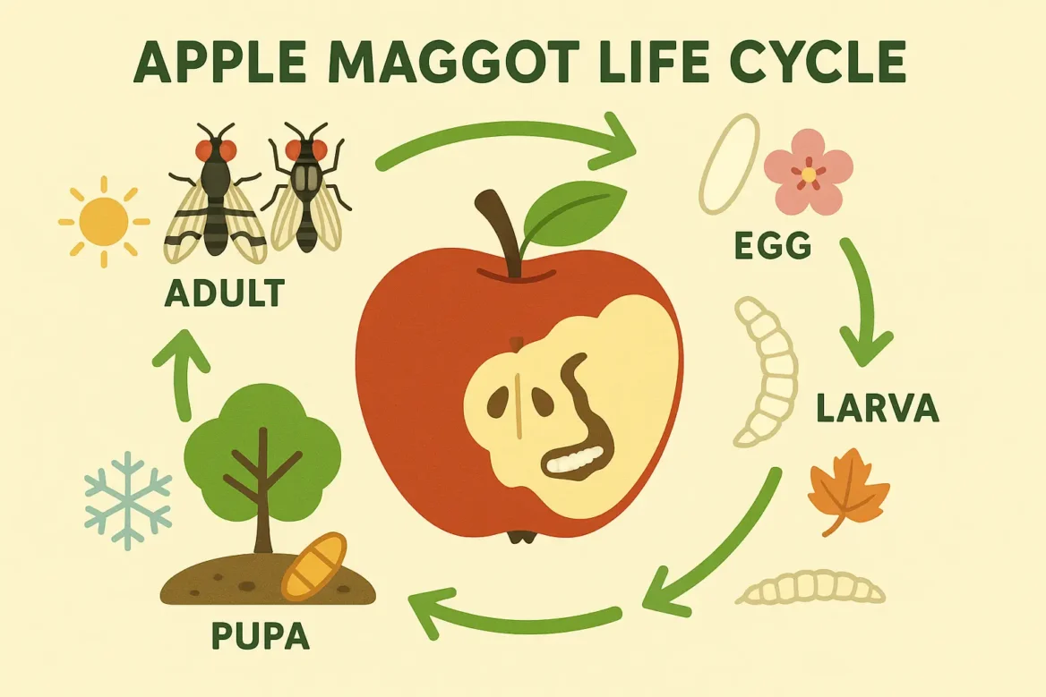 Apple Maggot Life Cycle in Edmonton—Know the Enemy, Save Your Crop 3 Apple Maggot Life Cycle Infographic
