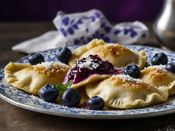 Sweet Dessert Perogies with Blueberries
